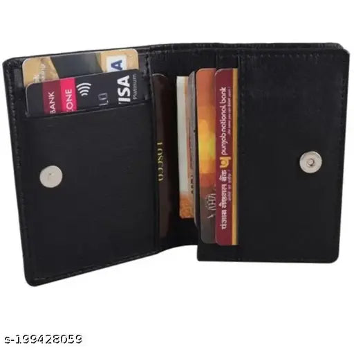 Solid leather business card holder organizes money, IDs, and knick-knacks (18cm x 10cm)