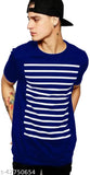Blue and white printed cotton t-shirts, trendy men's round neck combo pack of 2 (M, L, XL)
