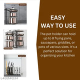 Black stainless steel 5-layer adjustable pot organizer rack stand for large kitchen utensils, 15x8x7 inches