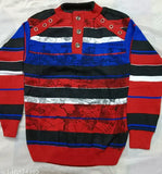 Acrylic long-sleeve boys' printed net sweatshirt with bouquet design, size 10-11 years