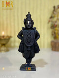 Black poly resin Vitthal Rukmini statue, premium home decor idol with a glossy finish