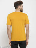 Mens gold smiley round neck cotton tshirt, 100% pure cotton, short sleeves, printed design, size S-36, M-38, L-40, XL-42, XXL-44. High quality, premium, self-design, comfortable fit