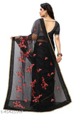 Unstitched Moti Lace floral embroidered net saree with blouse piece, soft and lightweight for festive wear