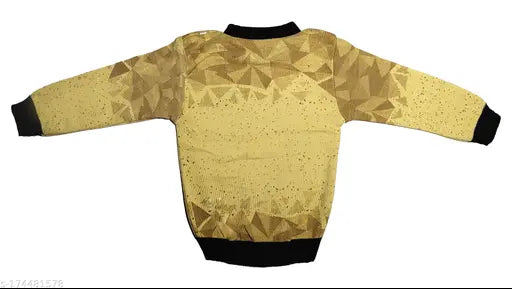 Stylish wool casual sweater for kids, printed net pattern in long sleeves, sizes 4-5, 5-6, and 6-7 years, made in India