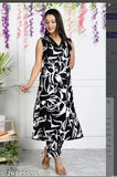 Black rayon party wear dress set with palazzos, sleeveless, printed net design, single size available (M/Bust 38in, Shoulder 16in, Kurta Waist 38in, Hip 32in, Length 44in, Bottom Waist 10in, Length 11in; L/Bust 40in, Shoulder 16.5in, Kurta Waist 38in, Hip 34in, Length 44in, Bottom Waist 10in, Length 11in), Indian origin