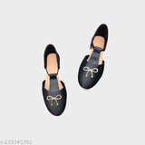 Black synthetic ballerinas for women, contemporary design with closed back, perfect for upgrading quintessential dressing