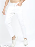 Cotton tapered white jeans for men by Ketch, size 32/34, India origin
