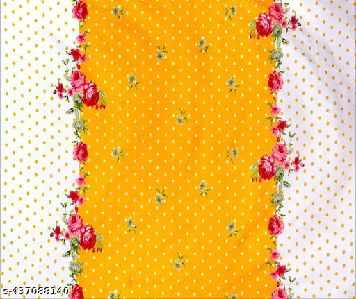 Yellow glace cotton fitted printed king size double bed sheet with 2 pillow covers, ideal for up to 8 inches mattress (72x78x8 inches). Soft, superfine, and breathable. Floral print design
