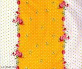Yellow glace cotton fitted printed king size double bed sheet with 2 pillow covers, ideal for up to 8 inches mattress (72x78x8 inches). Soft, superfine, and breathable. Floral print design