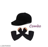 Solid cotton onesie base cap set, trendy women's sleeveless hand-sewn baseball cap, newly launched Indian fashion accessory