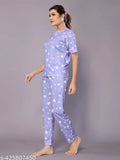Divine alluring women's printed polycotton nightsuit set, three-quarter sleeves pyjamas for sleepwear
