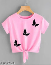 Modern lycra knot butterfly crop top t-shirt, fashionable for enthusiasts