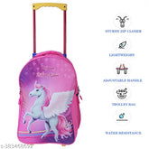 Pink waterproof trolley bag, durable polyester school kids backpack with adjustable padded straps and 3 compartments, ideal for toddlers aged 2-8, part of the Indian Riders UNIQUE BAG Zoo range