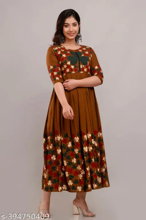 Rayon printed combo Adrika refined kurti, three-quarter sleeves, modern Indian women's fashion for events or daily wear