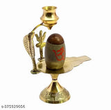 Brass Ardhnarishwar Narmada Shivling for daily home pooja idol, 3cmL x 10cmH x 8cmW, Indian-made Shiva Idol