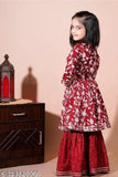 Rayon Anarkali Kurta Suit Set, embroidered with dupatta, for beautiful girls aged 5-12 years