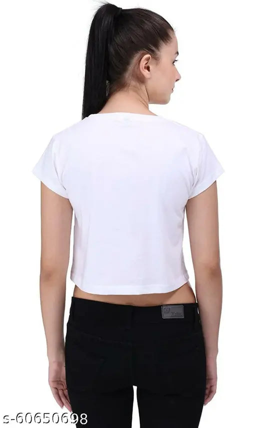 White cotton Status Mantra women's t-shirt, short sleeves with printed design, casual wear