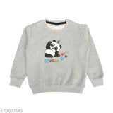 Grey cotton blend panda printed sweatshirt for Baby Boys & Girls, perfect winter wear