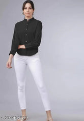 Solid long sleeve stylish shirt for women, XS (bust size: 34in), made in India