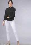 Solid long sleeve stylish shirt for women, XS (bust size: 34in), made in India
