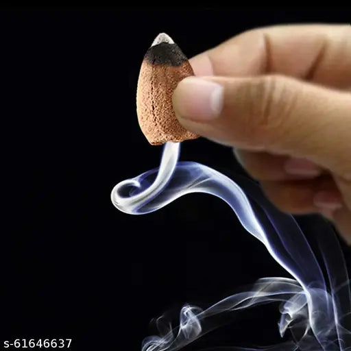 Orange Ganesha Smoke Backflow Resin Incense Holder - pack of 1, creates a smoky waterfall illusion, made in India