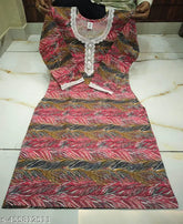Winter woolen printed kurti with three-quarter sleeves, vibrant design, available in multiple sizes (M-XXXL). Woolen Indian fashion on hanger