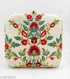 Embroidered net women's clutch (free size), fabric accessory with single compartment, Indian-made fashion bag