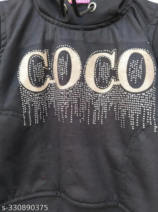 Black cotton Hoddy for kids, printed net pattern, long sleeves, cozy winter wear, Ananta garments Made in India (size: 5-6 years)