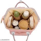 Pink polyester HomeCloud diaper backpack with large capacity, insulated pockets, and 2 compartments. Ideal for mom or dad on-the-go parenting essentials