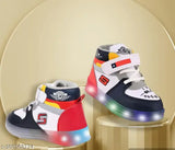 Kids' Iron Man LED light up canvas shoes with memory foam insole and velcro fastening, perfect for outdoor sports running for boys aged 2-5 years old