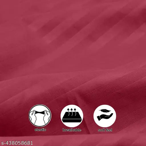 Maroon 180 TC supersoft premium cotton elastic fitted double bed sheets with 2 king size pillow covers