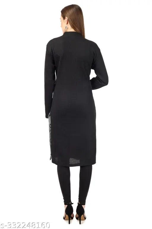 Maroon woolen geometric A-line kurti set (M, L, XL), printed combo from BLUSHH COLLECTION - India origin