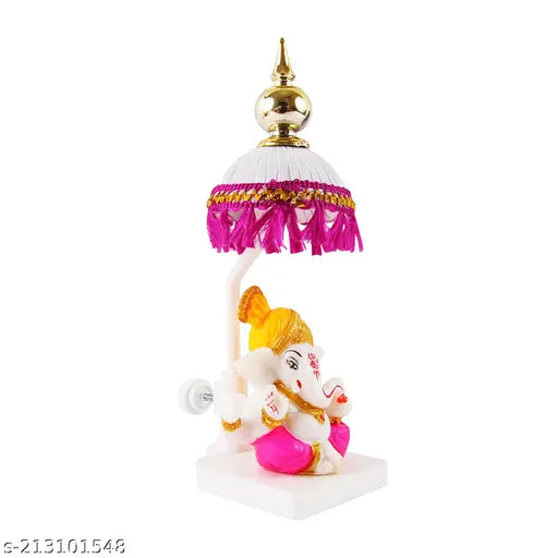 Multi-colored poly resin Lord Ganesh pagri showpiece on table decor, ideal for home, temple, or gifting