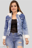 Stylish long-sleeve solid denim huddy jacket for women, XS-L, India-made