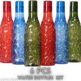 Unbreakable plastic mosaic fridge water bottles set of 6, crystal clear, wide mouth, ergonomically-designed, freezer safe for gym, yoga, kitchen, office, sports, school, and traveling