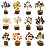 12 mini crystal tree set, natural healing stones, multi-crystal gemstone chakra trees, feng shui showpieces (10cm x 20cm x 20cm)