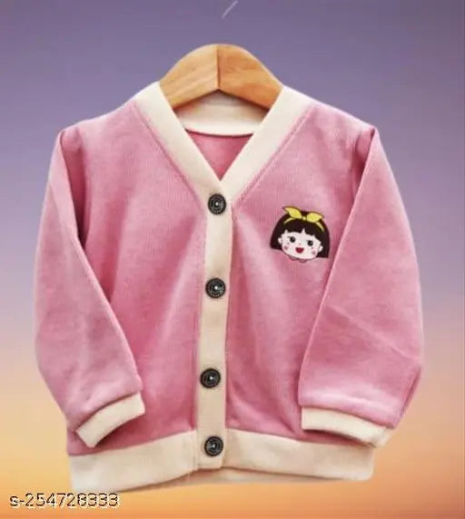 Cotton blend baby cardigan, solid color, long sleeves, hand wash, vibrant colors, size 6-12 months or 1-2 years, made in China