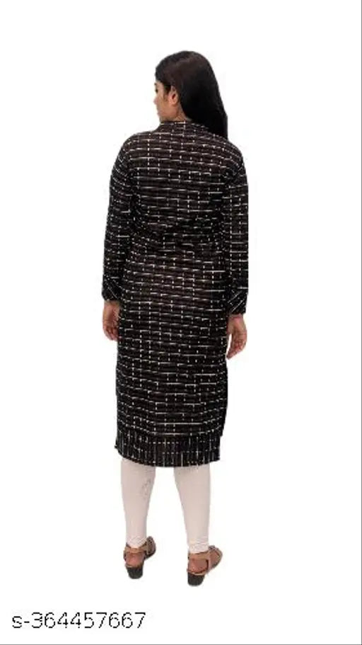 Black woolen Ani Kurti for women, three-quarter sleeves, printed combo, winter fashion, India