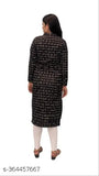 Black woolen Ani Kurti for women, three-quarter sleeves, printed combo, winter fashion, India