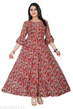 Gola Digital Printed Georgette Kurti Gown for Women, three-quarter sleeves, India origin