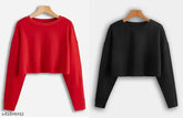 Bay Fog cotton crop t-shirts, solid style, long sleeves in sizes XS-XL. Indian made basic apparel collection