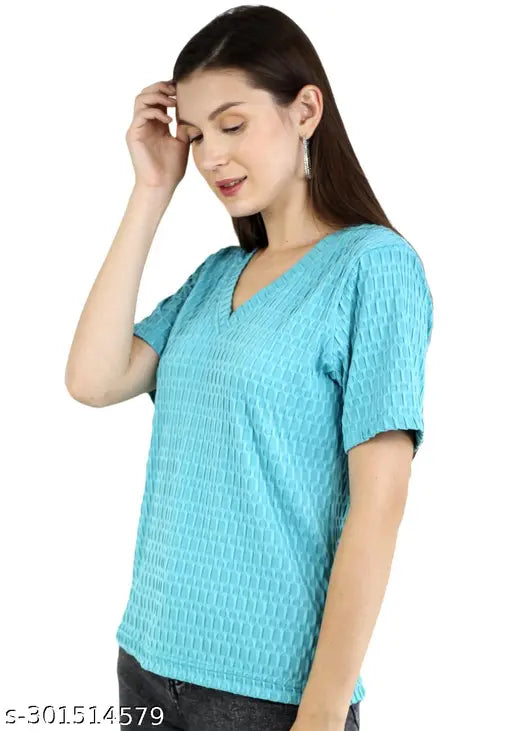 Artyska women's dry-fit t-shirt, lycra, short sleeves, solid color, XS (32in bust, 24in length) - Made in India