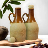 Handmade ceramic oil dispenser, 1000ml capacity, microwave safe, ideal for storing cooking oil, pack of 2