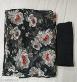 Light weight black georgette saree with floral print blouse for daily wear, perfect addition to your wardrobe from Sarees On Gillkart