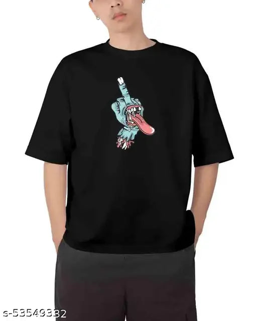 Men's chillme Skull mid finger printed cotton t-shirt, cool casual wear with denim jeans