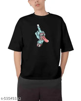 Chillme skull mid finger printed round neck cotton T-shirt for men - 100% premium cotton, cool design for all seasons