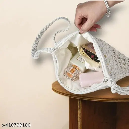 Premium jute embroidered macrame sling crossbody bag, free size, ideal for daily use or gifting