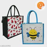 Natural jute tote bag with 1 compartment, graphic printed, water-resistant. Ideal for daily use as lunch, grocery, or gym bag." (123 characters)