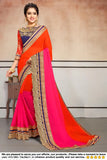 Gold Collection Georgette embroidery saree and dupion silk blouse, Indian traditional outfit for festivals and special occasions