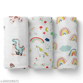 Organic cotton Moms Home Baby Muslin Swaddle, 100x100cm - Breathable, large size swaddler with animal net prints, made in India